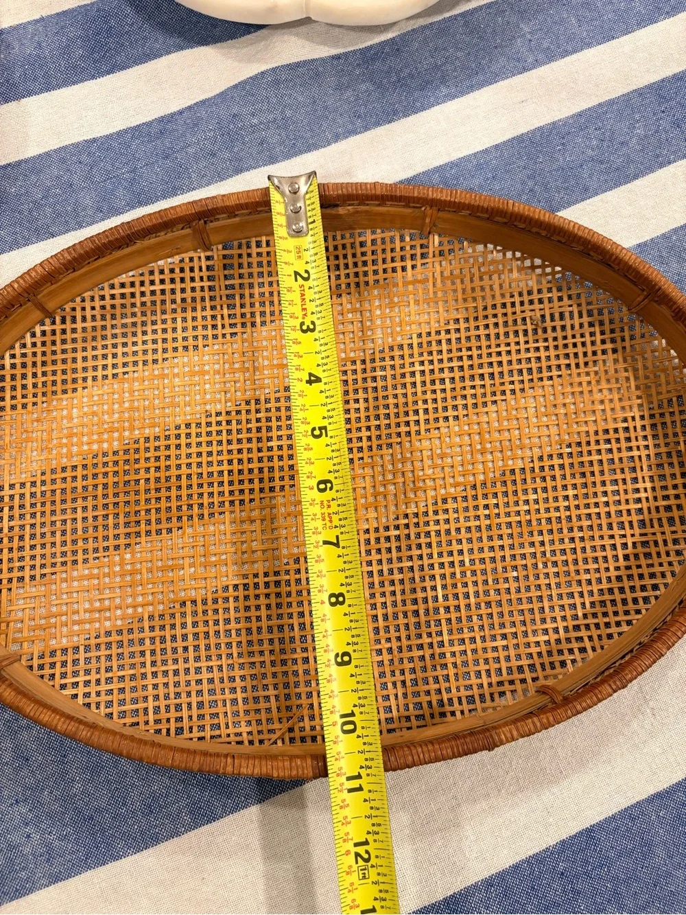 Vintage Bamboo Rattan Oval Nesting Trays Set of 2 Boho Coastal